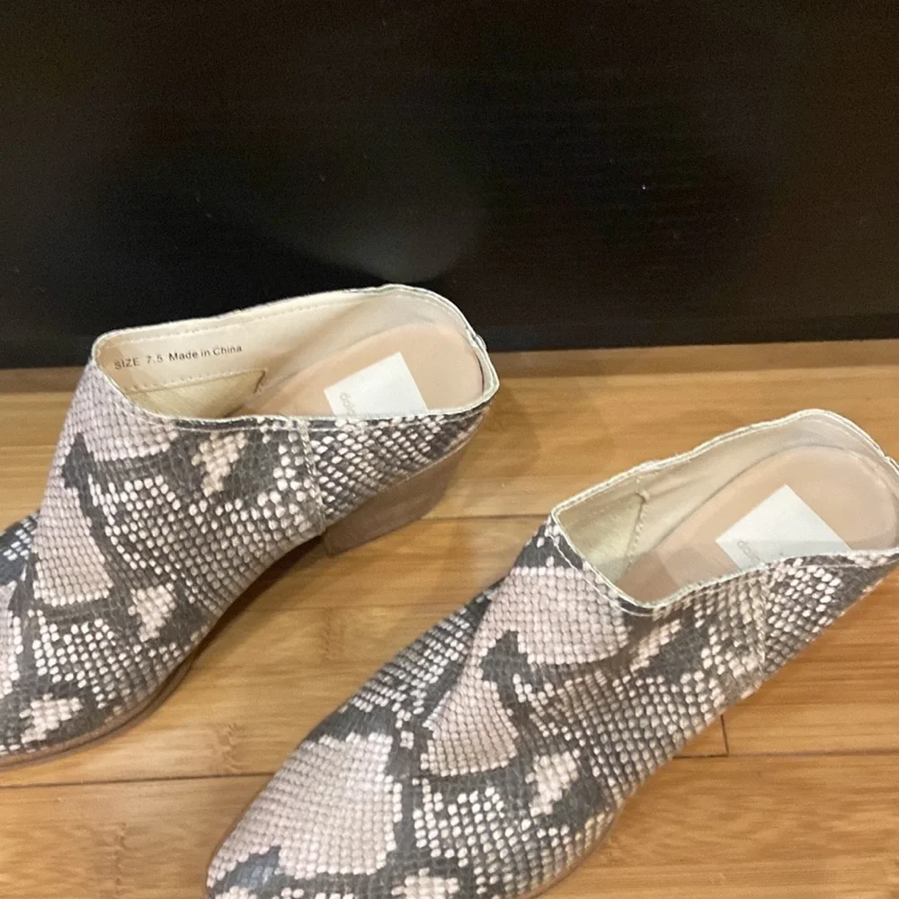 Dolce Vita snake print mules with 3 inch heel